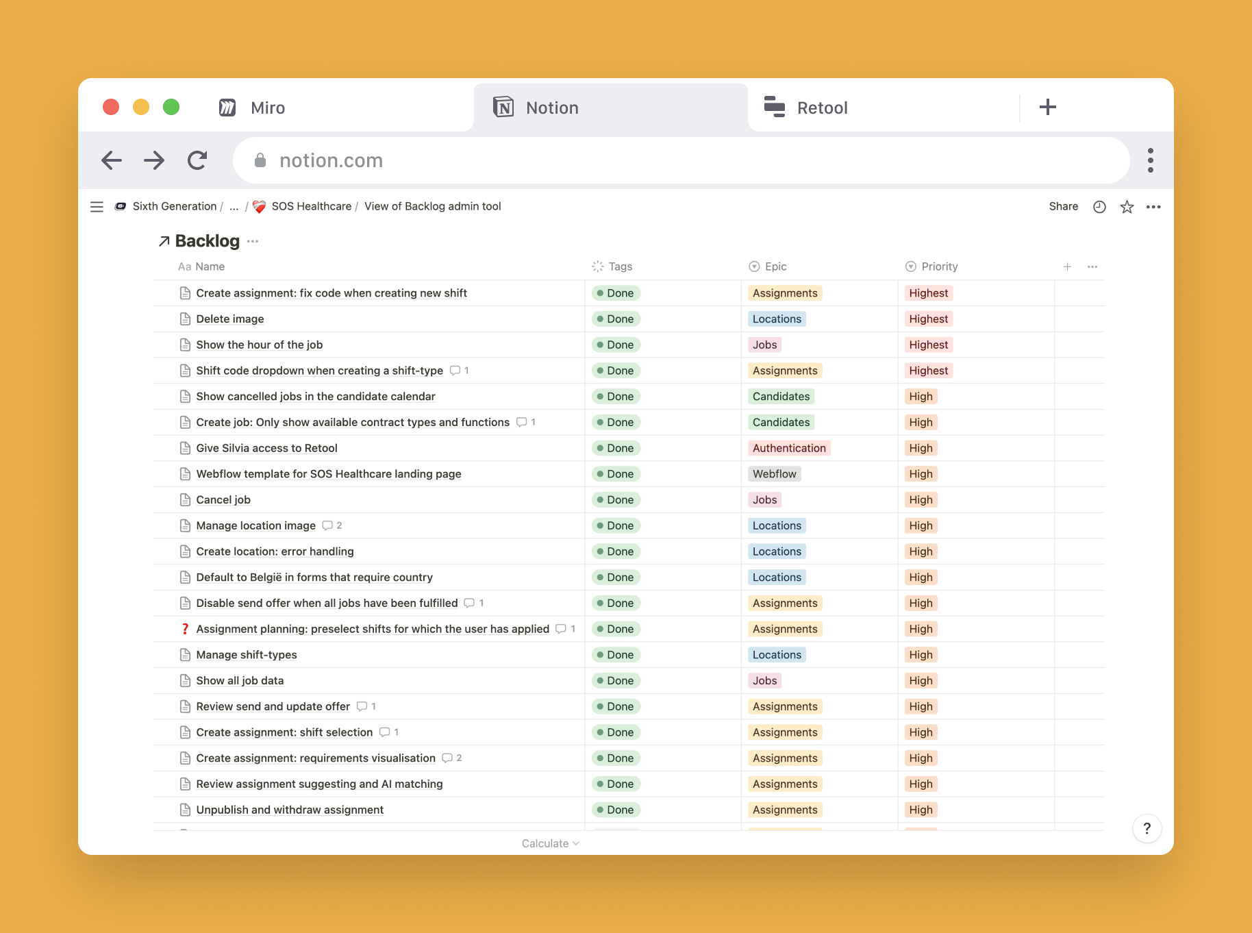 SOS Healthcare backlog